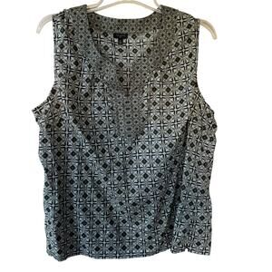 Talbots Sleeveless Trapunto Popover Blouse Size 2X